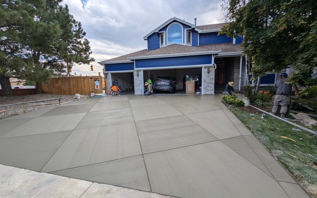Arvada Concrete Contractors with Beautiful Driveway and Front Patio Replacement