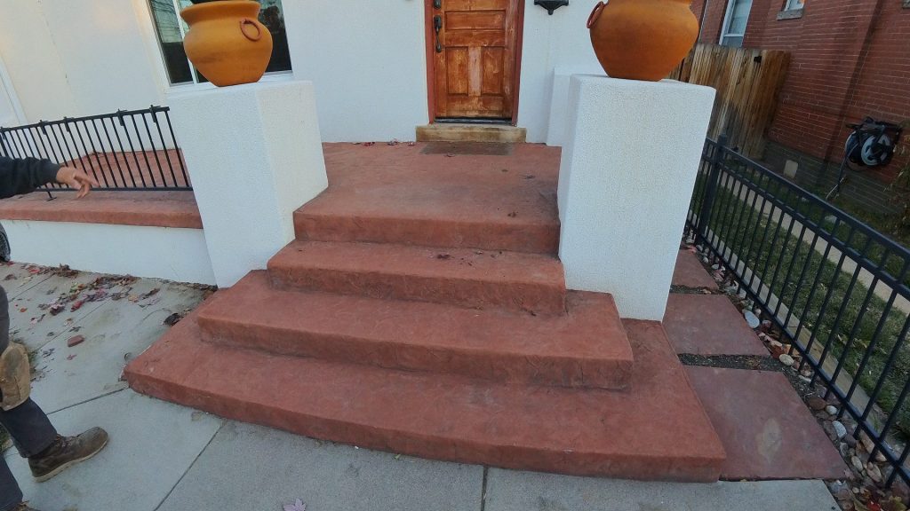 Stamped concrete patio overlay, Denver Highlands Neighborhood, 80212